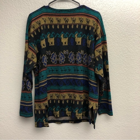 Melrose Knits Men’s‎ Vintage Llama Floral Water Waves Tunic ~Large - Picture 2 of 4